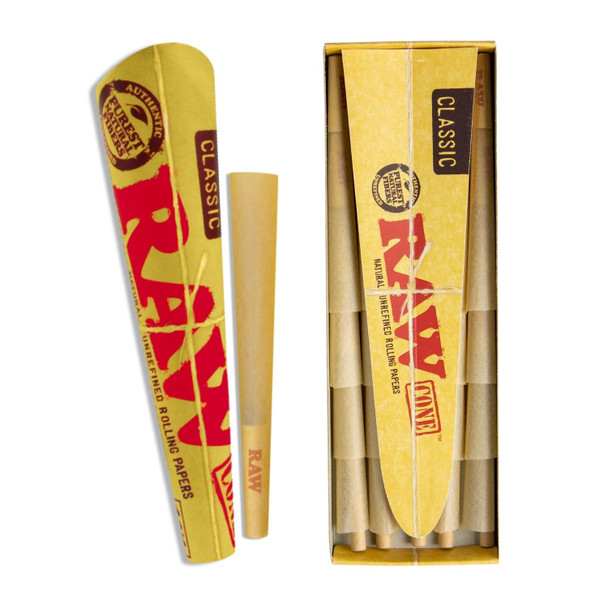 RAW CLASSIC PRE-ROLL CONE KING SIZE  109mm/26mm 20PK Display 12