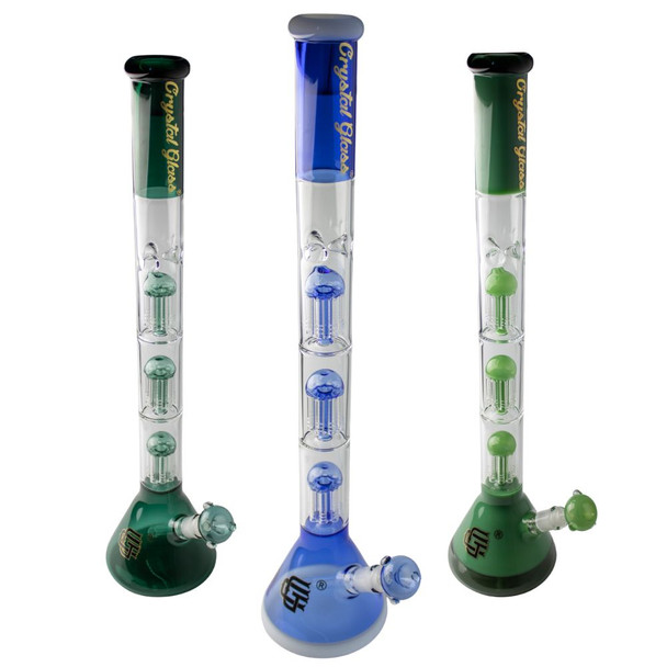 5mm – 24” Tripble 8Arm Tree Perc Colored Classic Beaker W/ Ice Pinch.