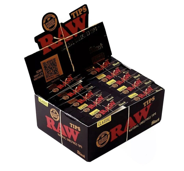 RAW BLACK Natural Unrefined Tips Box of 50 Packs