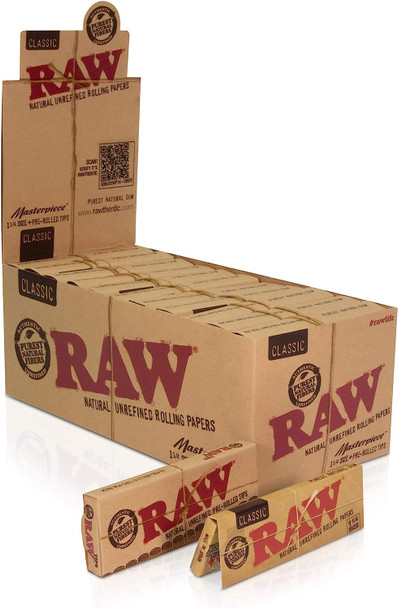RAW Masterpiece King Size Slim Classic Rolling Paper with Re-Usable Pre-Rolled Tips