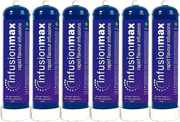 infusionMax Whipped Cream Chargers - Pure Culinary Gas Whipped Cream Cylinder - 0.95 Liter (580 gram) 1 Carton (6 cylinders)