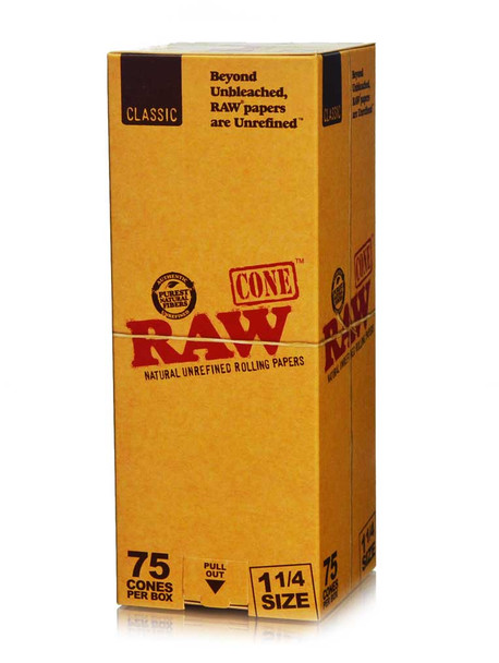 RAW® Authentic CONE 1 1/4 SIZE CLASSIC 75CT PER BOX - 1 BOX