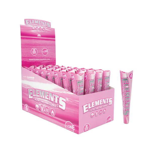 ELEMENTS PINK KING SIZE CONES - 3 PACK - 32 PER BOX