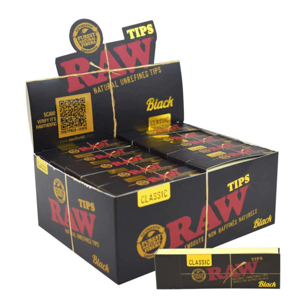 RAW® BLACK Natural Tips Box of 50 Packs
