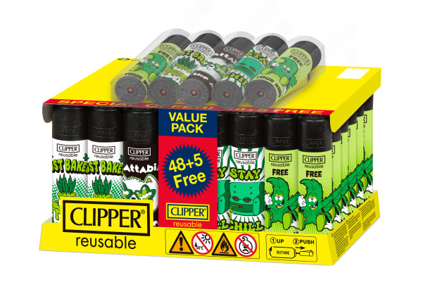 CLIPPER LIGHTERS CP11 WEED STATES 2 BW 48CT + 5 - TRAY