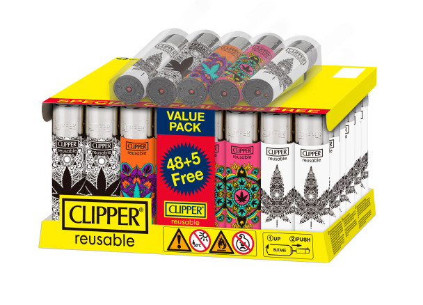 CLIPPER LIGHTERS CP11 WEED MANDALA 48CT + 5 -TRAY