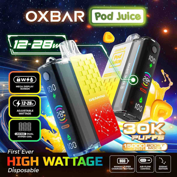 Pod Juice x OXBAR Magic Maze 2.0   30k Puffs Rechargeable Disposable 5PCS