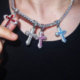 Men Multi Colors Cross Pendant