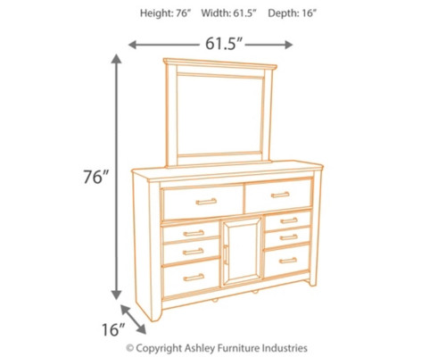 Juararo Queen Panel Headboard, Dresser and Mirror (B251B8)