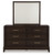 Neymorton King/California King Upholstered Panel Headboard, Dresser and Mirror (B618B7)