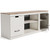 Vaibryn - White / Brown - LG TV Stand W/Fireplace Option