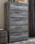 Baystorm - Gray - 8 Pc. - Dresser, Chest, Mirror, Queen Panel Bed With 6 Storage Drawers