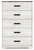 Shawburn - White / Black / Gray - Five Drawer Chest - Vinyl-Wrapped