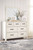 Braunter - Aged White - 5 Pc. - Dresser, Mirror, Chest, King Panel Bed