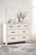 Braunter - Aged White - 4 Pc. - Dresser, Mirror, King Panel Bed