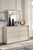Michelia - Bisque - 6 Pc. - Dresser, Mirror, Queen Panel Bed, 2 Nightstands