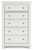 Grantoni - White - Five Drawer Chest