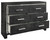 Kaydell - Black - 8 Pc. - Dresser, Mirror, Chest, Queen Upholstered Glitter Panel Bed, 2 Nightstands