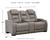 The Man-den - Gray - Pwr Rec Loveseat/Con/Adj Hdrst