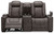 Hyllmont - Gray - Pwr Rec Loveseat/Con/Adj Hdrst