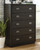 Hyndell - Dark Brown - 5 Pc. - Dresser, Mirror, Chest, Queen Upholstered Panel Bed With Bench Footboard