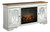 Realyn - Chipped White - 2 Pc. - 74'' TV Stand With Electric Infrared Fireplace Insert