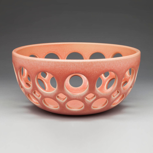 Round Openwork Fruit Bowl - Rhubarb