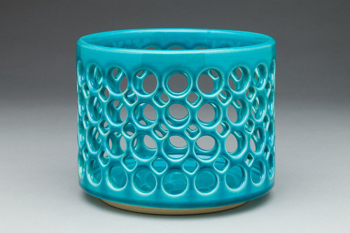 Cylindrical Lace Bowl Small - Turquoise