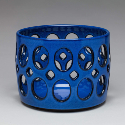 Cylindrical Oval Openwork Bowl - Midnight Blue