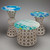 Hourglass Openwork Table with Sue Barry Hand-Painted Top (Blue Lily Pad)