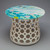 Stout Hourglass Openwork Table with Sue Barry Hand Painted Top (Turquoise Lily Pad)