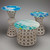 Stout Hourglass Openwork Table with Sue Barry Hand Painted Top (Turquoise Lily Pad)