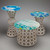 Segmented Hourglass Openwork Table with Sue Barry Hand Painted Top (Lavender / Turquoise)