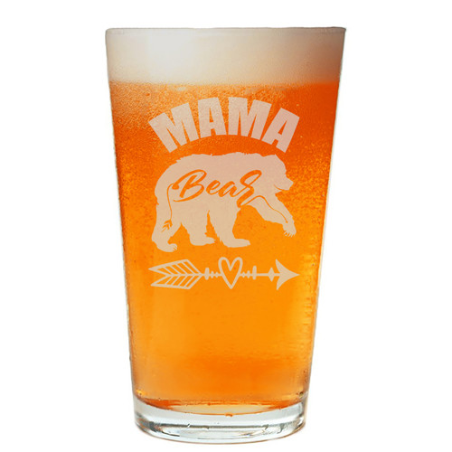 Neenonex™ Mama Bear Engraved 16 oz Beer(Pint) Glass
