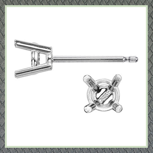4 Prong Heavy Round Basket Earring Setting W / 036 Post