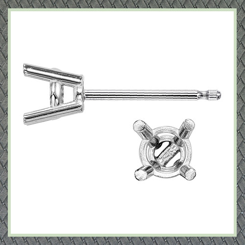 4 Prong Heavy Round Basket Earring Setting W / 036 Post