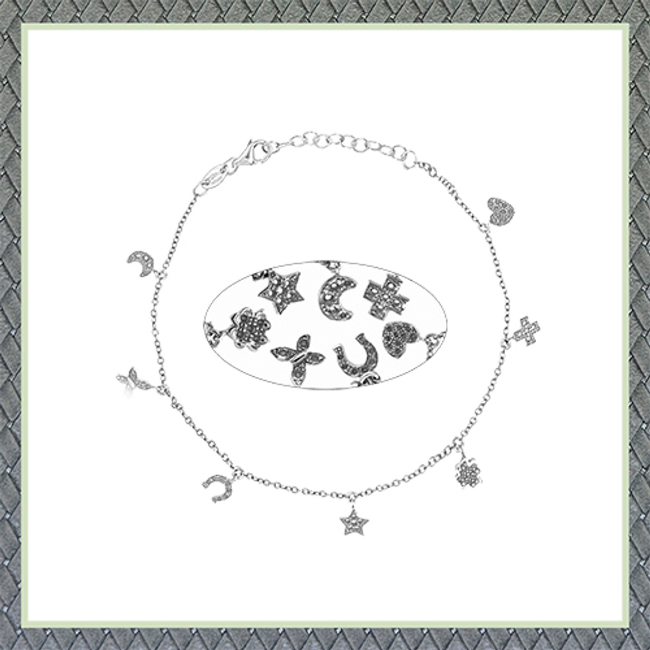 Adjustable Mixed Charm Bracelet Setting 41P X 1.00 MM  2.77 gr