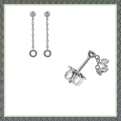 Single Line Earring With Bezel Setting 1P X 2.00 mm 1P X 2.50 mm 1.08 gr