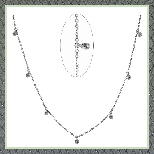 14KW 16" Rolo Necklace With Pear Shape Setting