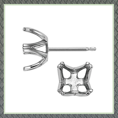 Platinum Split 4 Prong For Round, Cushion or Square Basket Earring Setting
