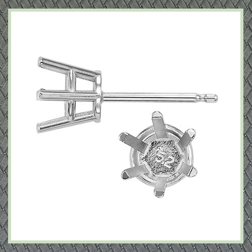 6 Prong Round Basket Earring Setting