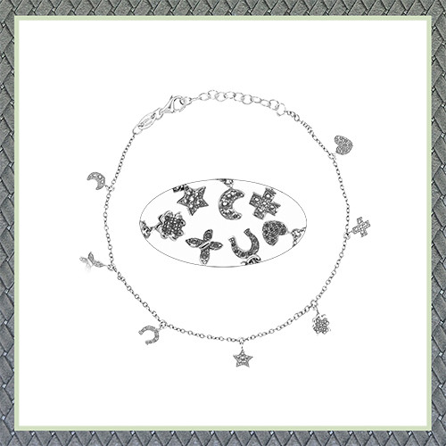 Adjustable Mixed Charm Bracelet Setting 41P X 1.00 MM  2.77 gr