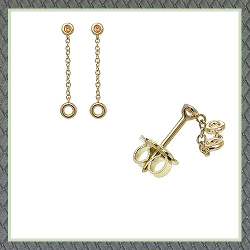 Single Line Earring With Bezel Setting 1P X 2.00 mm 1P X 2.50 mm 1.08 gr