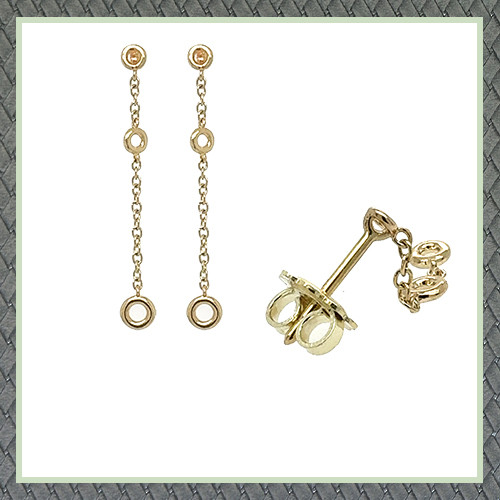 Single Line Drop Diamond By The Yard Earring 4P X 2.00 mm (0.03 Ct) 2P X 2.65 mm (0.07 Ct) 1.41 gr / Pair