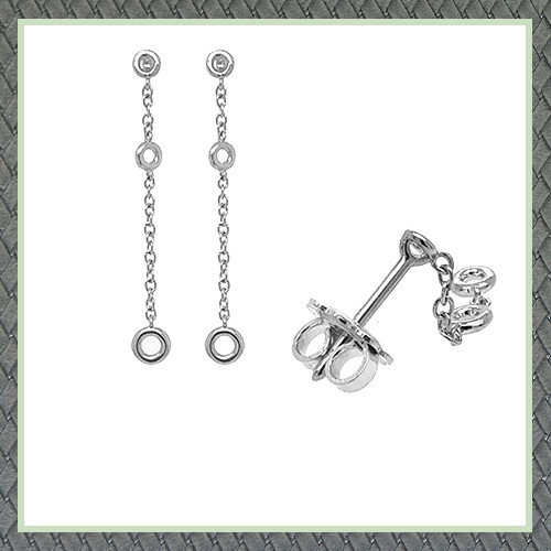 Single Line Drop Diamond By The Yard Earring 4P X 2.00 mm (0.03 Ct) 2P X 2.65 mm (0.07 Ct) 1.41 gr / Pair