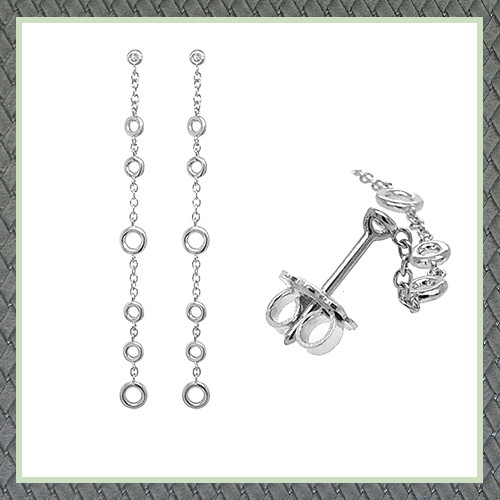 Single Line Drop Earring With Multi Bezel Setting 1P X 1.50 mm (0.015 Ct) 2P X 2.00 mm (0.03Ct) 2P X 3.00 MM (0.10 Ct)  Total Carat Weight 0.55 Ct