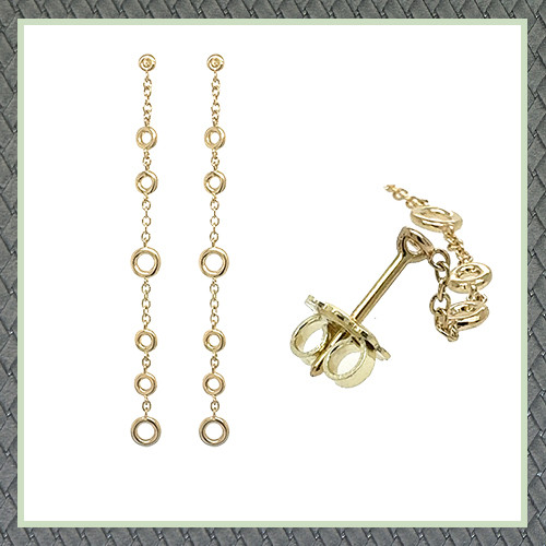 Single Line Drop Earring With Multi Bezel Setting 1P X 1.50 mm (0.015 Ct) 2P X 2.00 mm (0.03Ct) 2P X 3.00 MM (0.10 Ct)  Total Carat Weight 0.55 Ct