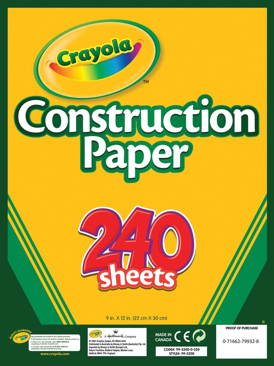 Crayola Construction Paper - 12 X 9 - 240 / Carton 