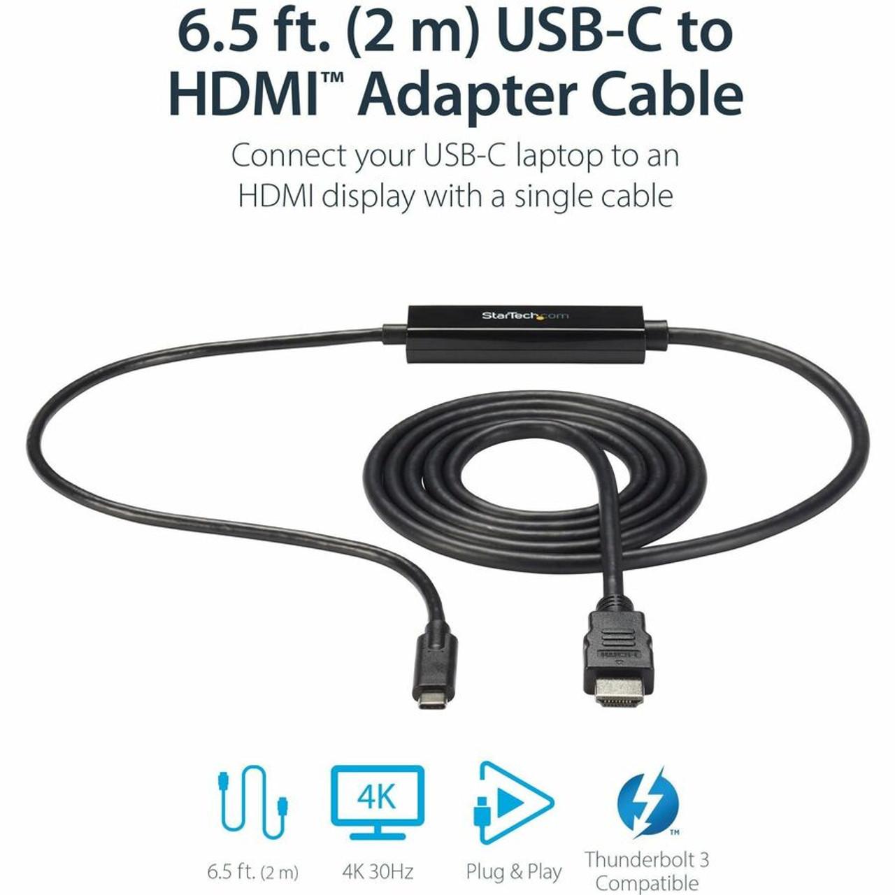 StarTech.com USB-C to HDMI Adapter Cable - 2m (6 ft.) - 4K 30Hz