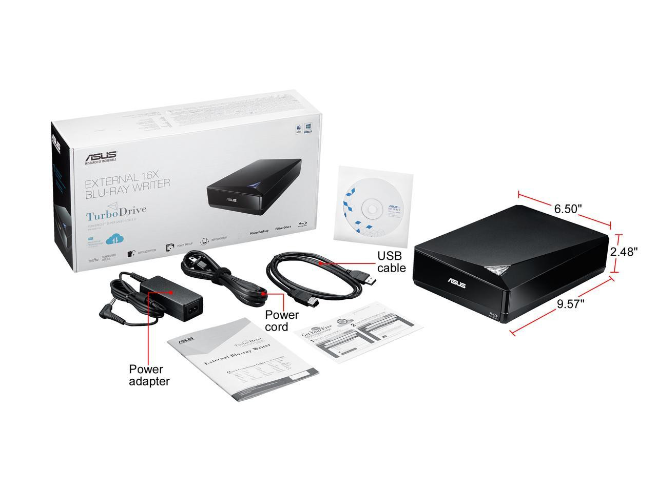 Asus Turbo Drive BW-16D1X-U Blu-ray Writer - Black | Beach Audio